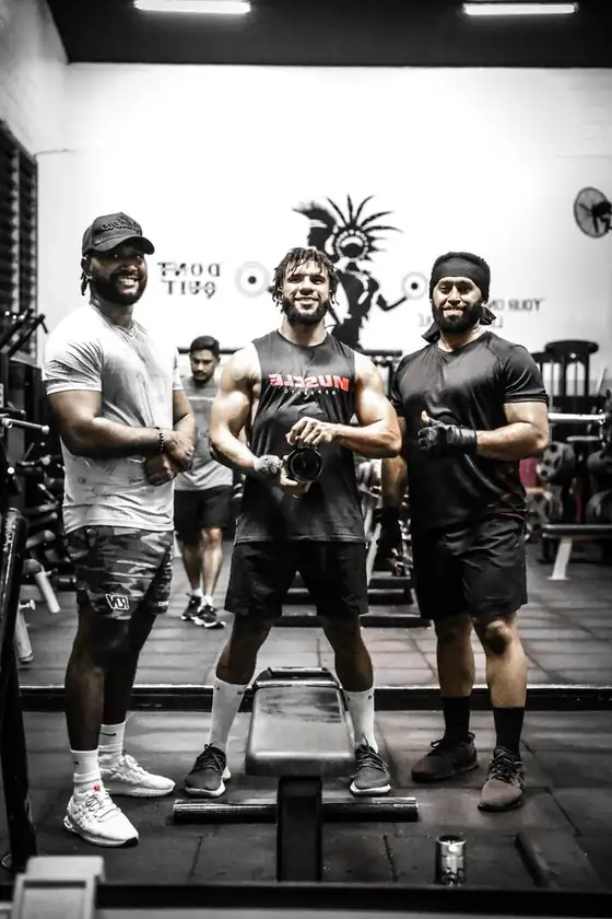 Training group flexing after a session